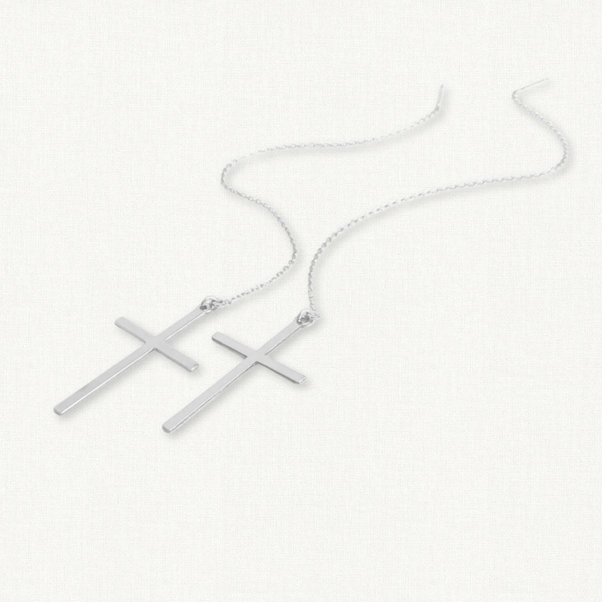 Grace Cross Threaders | Long Cross Earrings