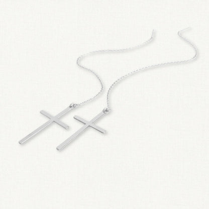 Grace Cross Threaders | Long Cross Earrings