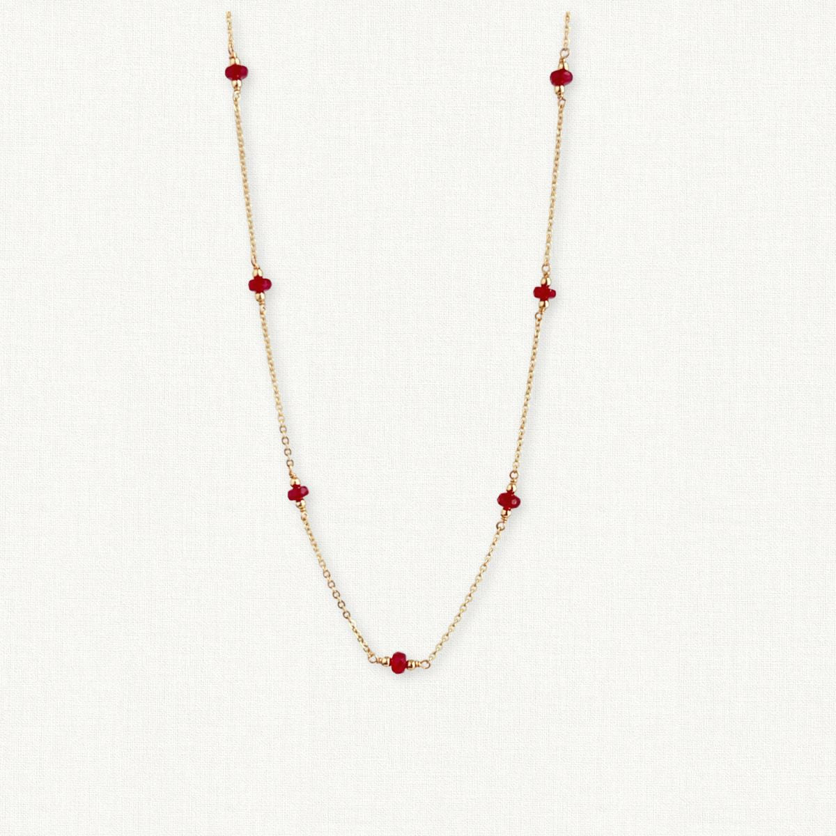 Large Ruby Station Necklace | July Birthstone
