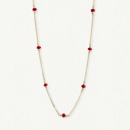 Large Ruby Station Necklace | July Birthstone