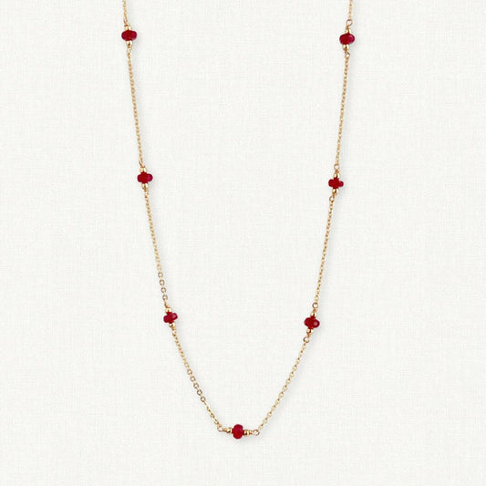 Large Ruby Station Necklace | July Birthstone