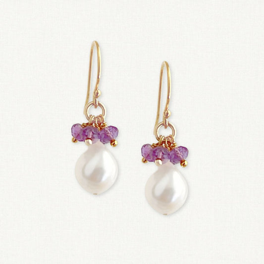 Baroque Pearl Gemstone Drop Earrings