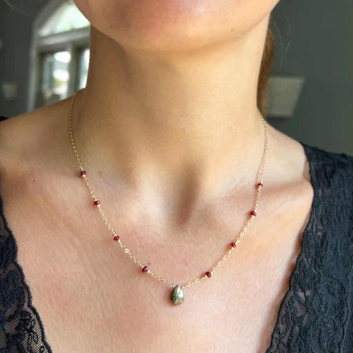 Pyrite and Ruby Necklace