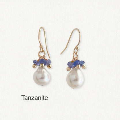Baroque Pearl Gemstone Drop Earrings