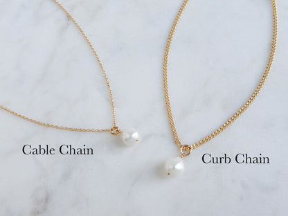 Vivara Single Pearl Necklace Gold or Silver