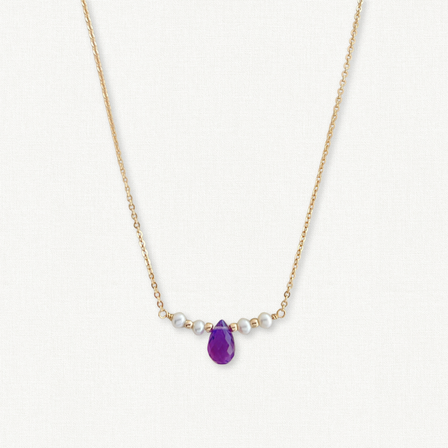 Amethyst and Pearl Bar Necklace