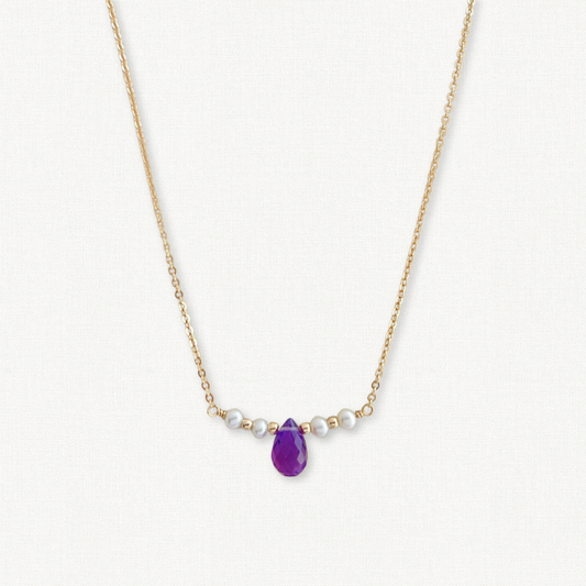 Amethyst and Pearl Bar Necklace