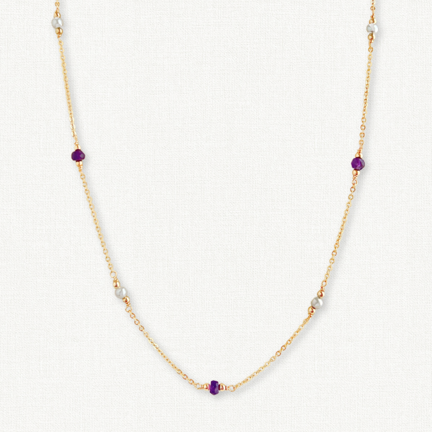 Gigi Amethyst and Pearl Station Necklace