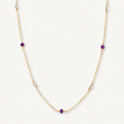 Amethyst and Pearl Station Necklace