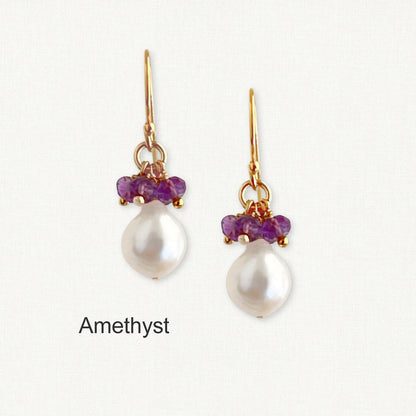 Baroque Pearl Gemstone Drop Earrings