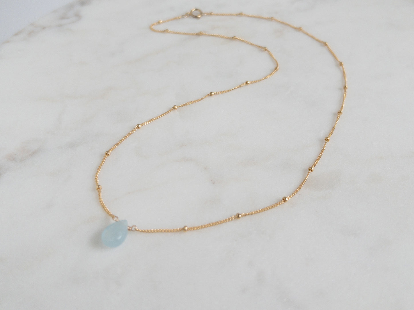 Aquamarine Orbit Necklace — March Birthstone