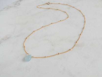 Aquamarine Orbit Necklace — March Birthstone