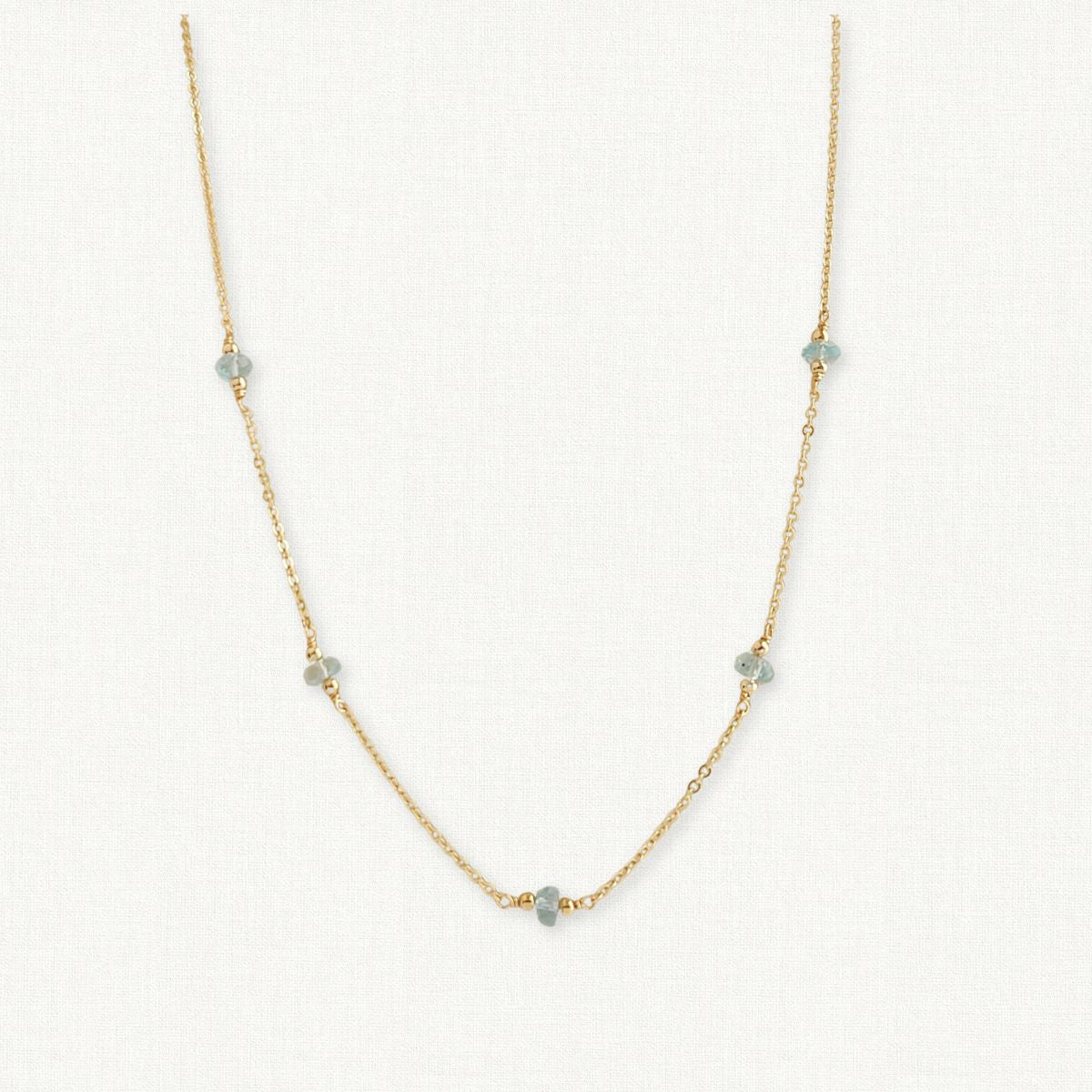 Aquamarine Station Necklace | March Birthstone