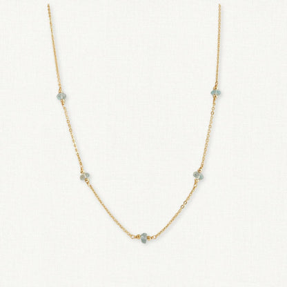 Aquamarine Station Necklace | March Birthstone