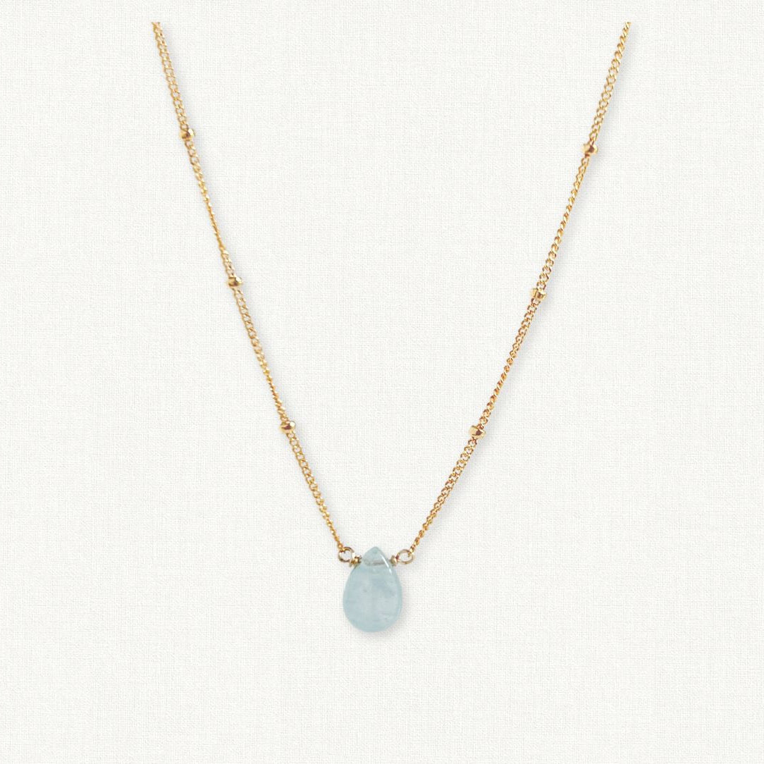 Aquamarine Orbit Necklace — March Birthstone