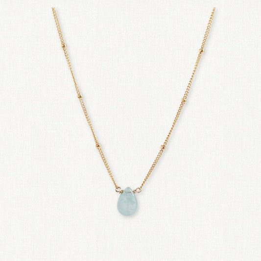 Aquamarine Orbit Necklace — March Birthstone