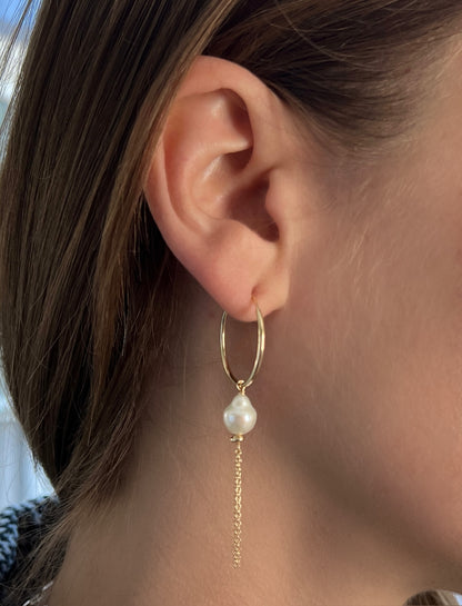 Cascade Earrings | Baroque Pearl Hoop Earrings
