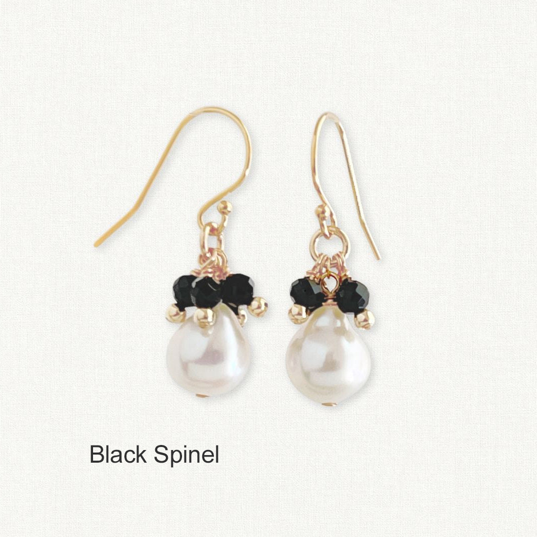 Baroque Pearl Gemstone Drop Earrings