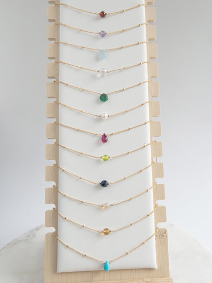 Set of Orbit Collection of birthstone necklaces for each month of the year