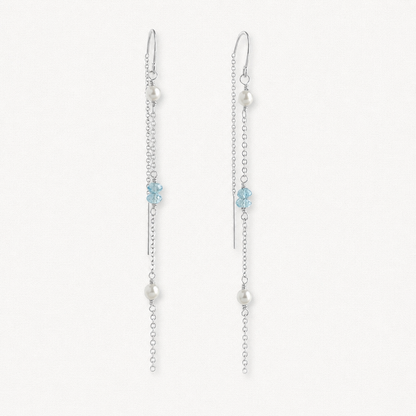 Drift Threader Earrings | Blue Topaz & Pearl Bridal Earrings