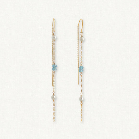 Blue Topaz and Pearl Earrings