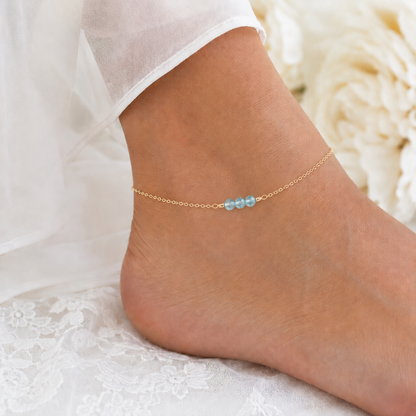 Whisper Anklet | Blue Topaz Bridal Anklet | Adjustable