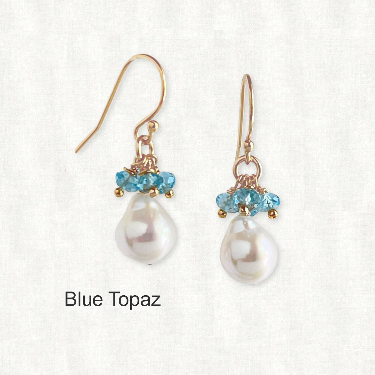 Baroque Pearl Gemstone Drop Earrings