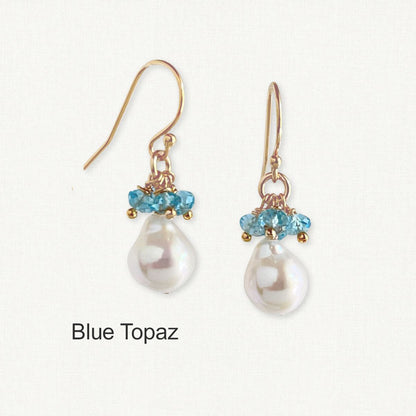 Baroque Pearl Gemstone Drop Earrings