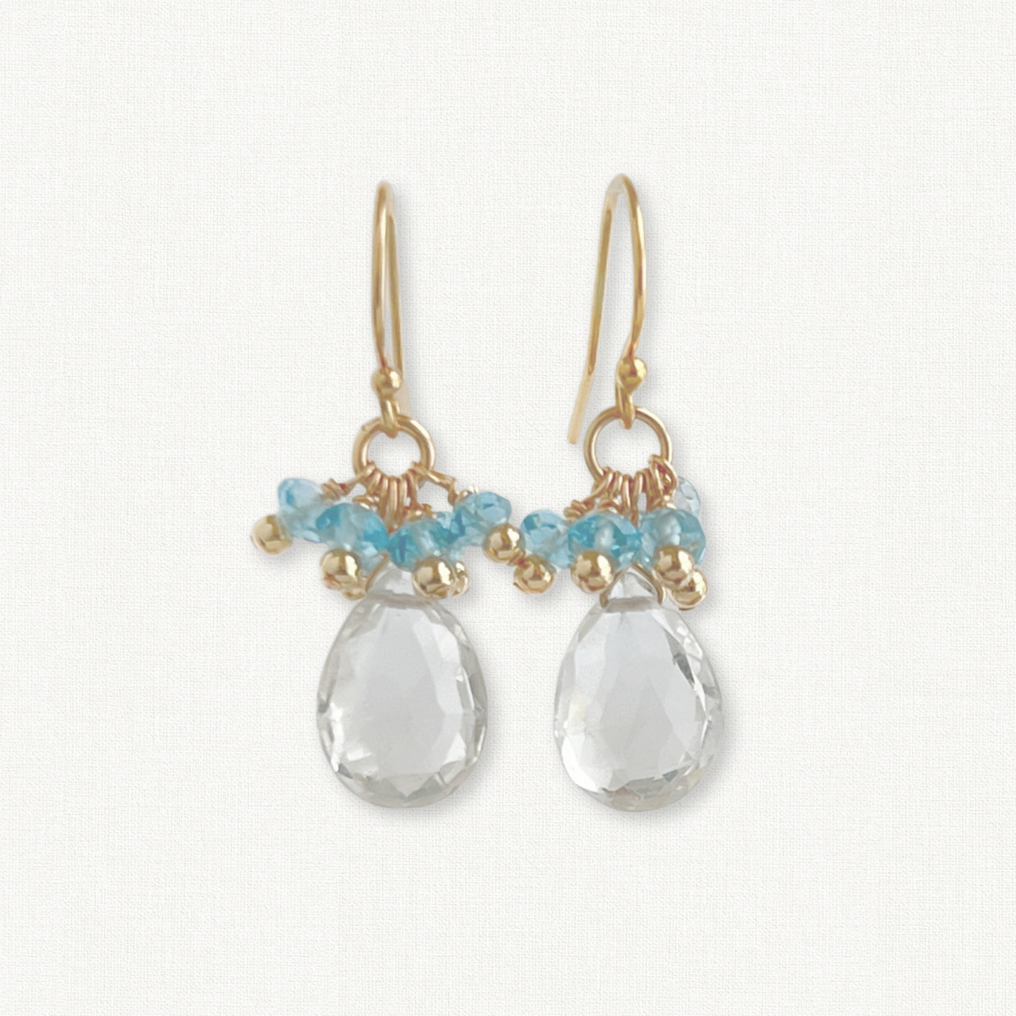 Clarity Drop Earrings | Crystal Quartz & Blue Topaz Bridal Earrings