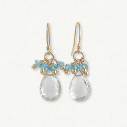 Clarity Drop Earrings | Crystal Quartz & Blue Topaz Bridal Earrings
