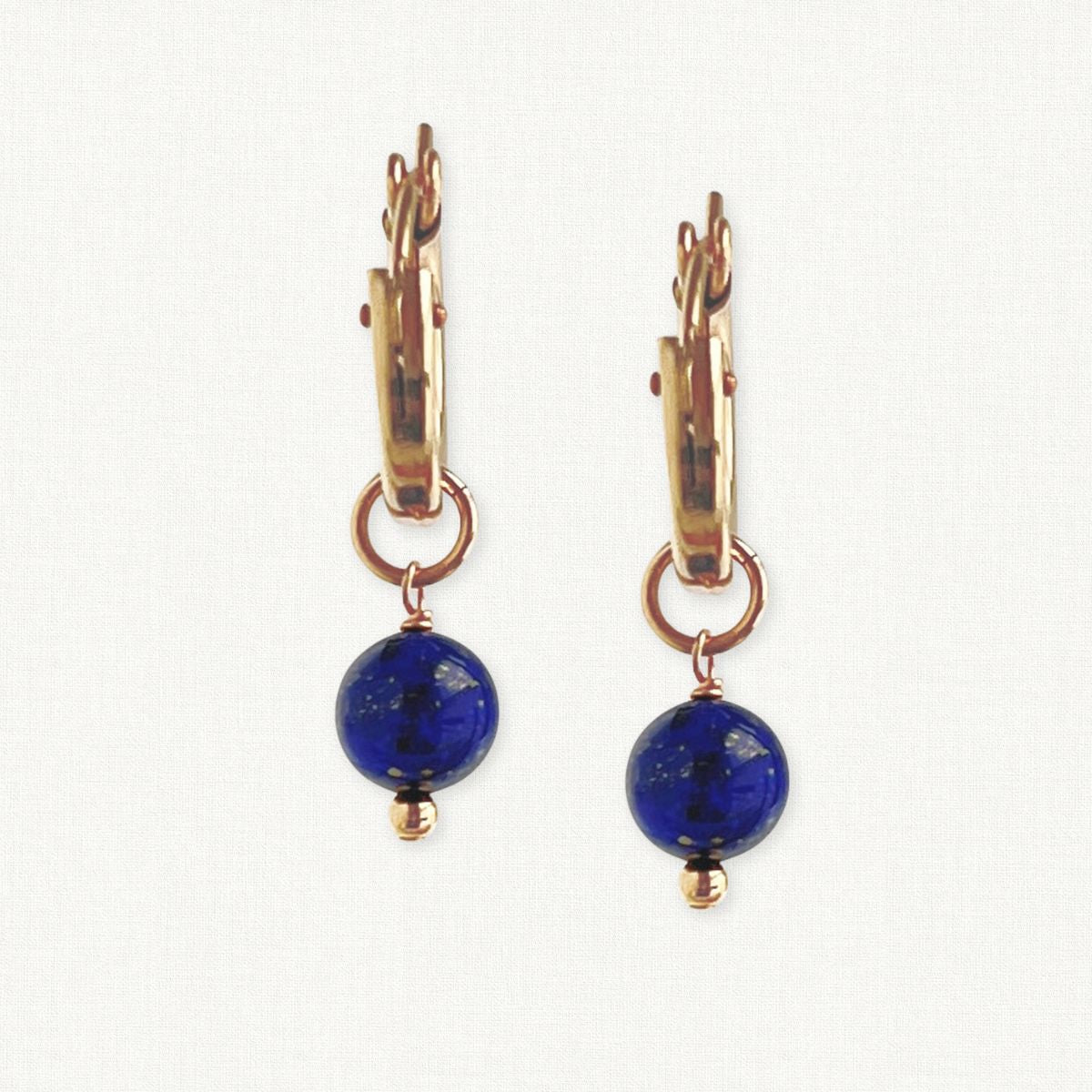 Lapis Lazuli Dangle Huggie Earrings