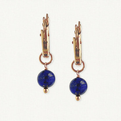 Lapis Lazuli Dangle Huggie Earrings