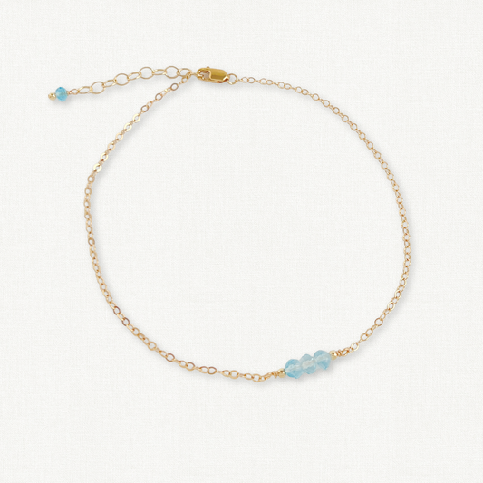 Whisper Anklet | Blue Topaz Bridal Anklet | Adjustable