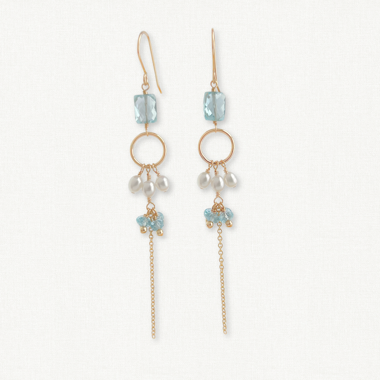 Cascade Drop Earrings | Blue Topaz & Pearl Bridal Earrings