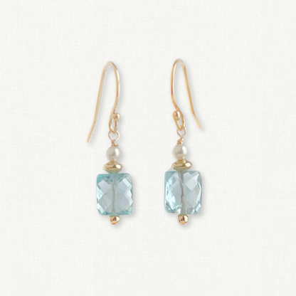 Azure Drop Earrings | Blue Topaz & Pearl Bridal Earrings