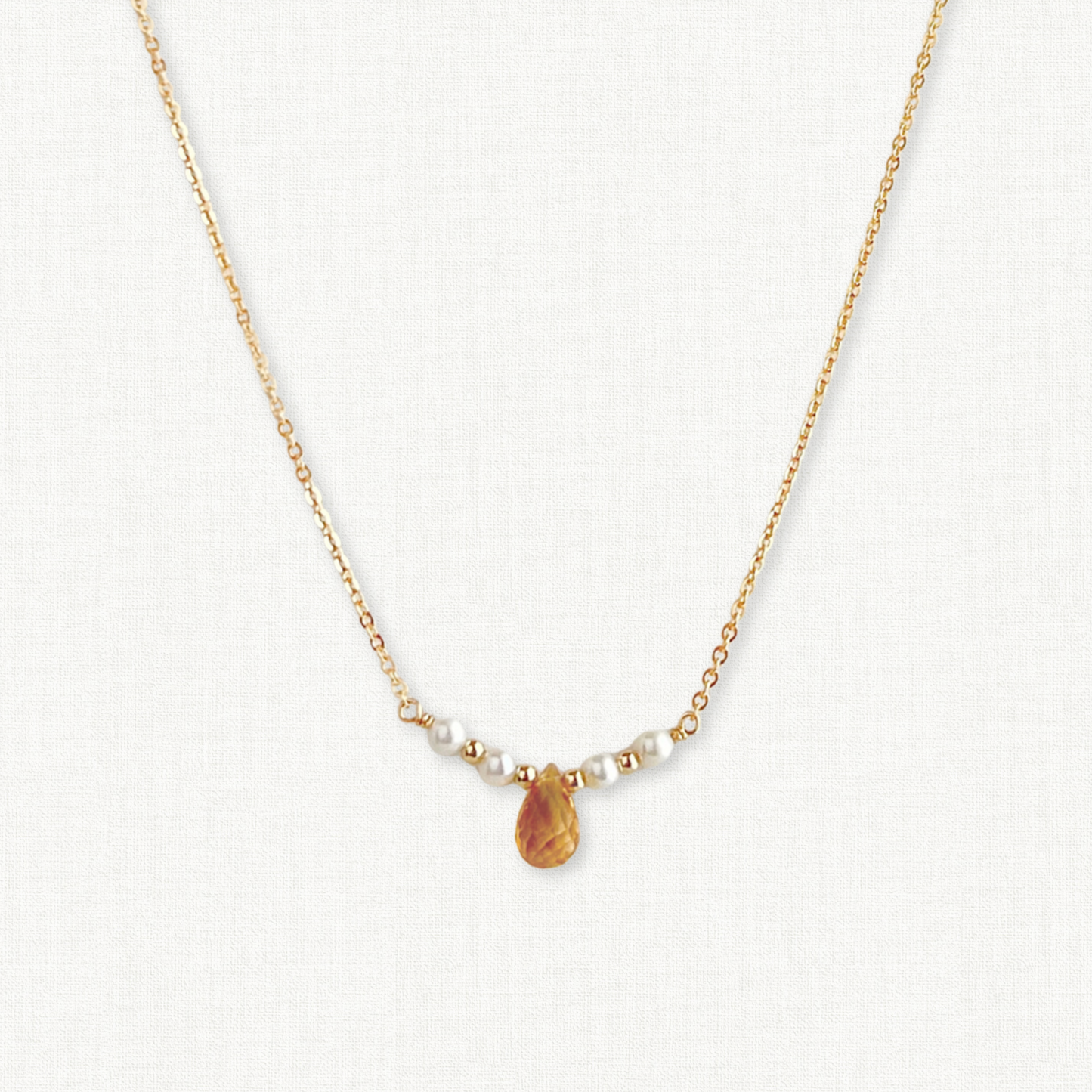 Citrine and Pearl Bar Necklace