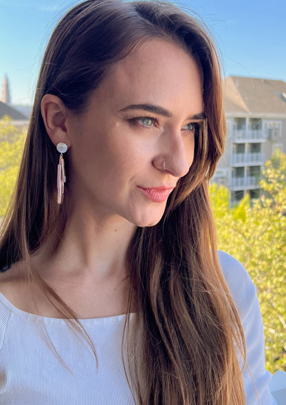 Coin Pearl Biwa Pearl Dangle Earrings