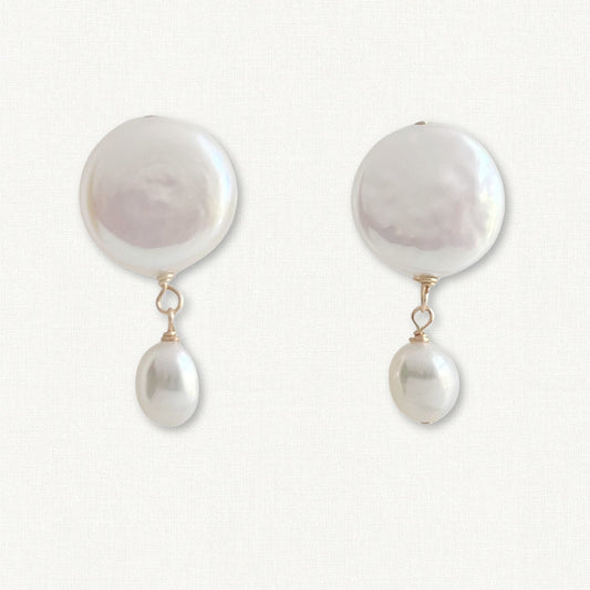 Coin Pearl Dangle Earrings