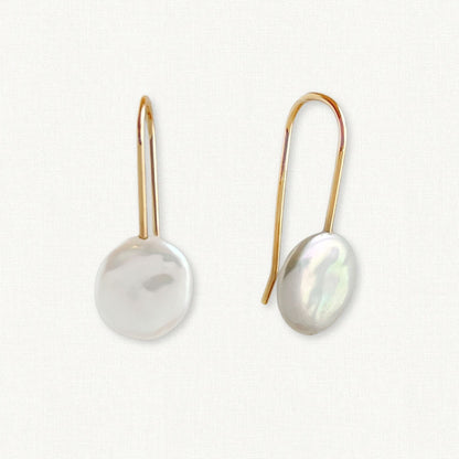 Coin Pearl Threader Earrings