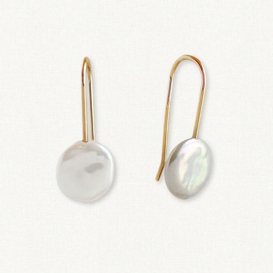 Coin Pearl Threader Earrings
