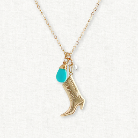 Celeste Cowboy Boot Turquoise Necklace