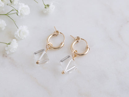 Crystal Quartz Huggie Earrings