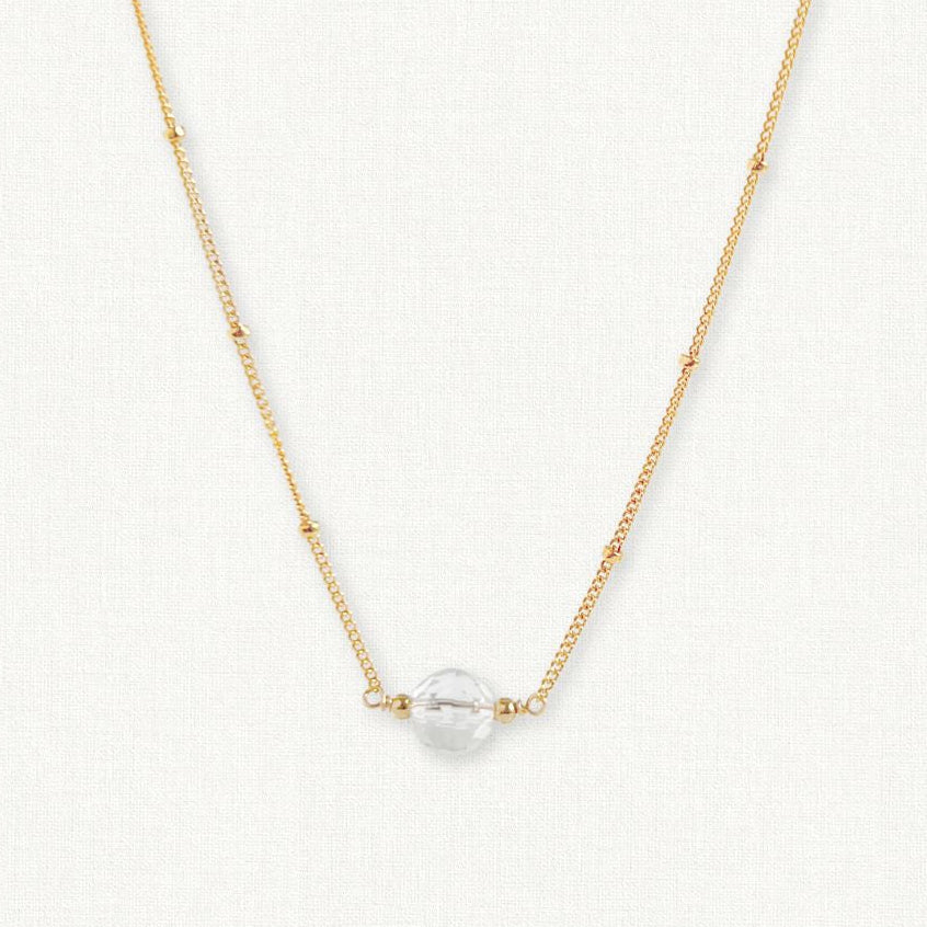 Crystal Orbit Necklace — April Birthstone