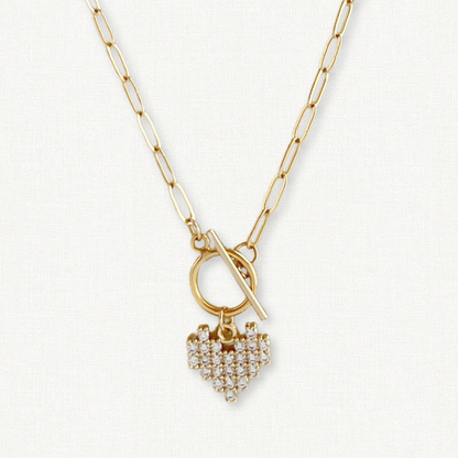 Heart Charm Paperclip Chain Necklace