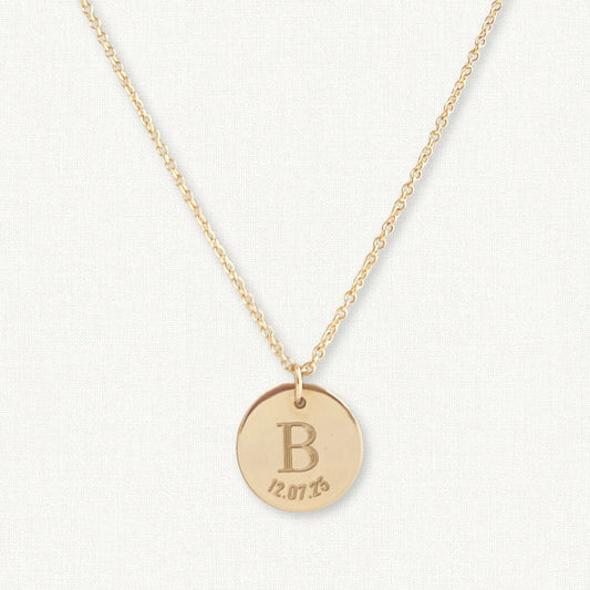 Personalized Initial and Date Necklace