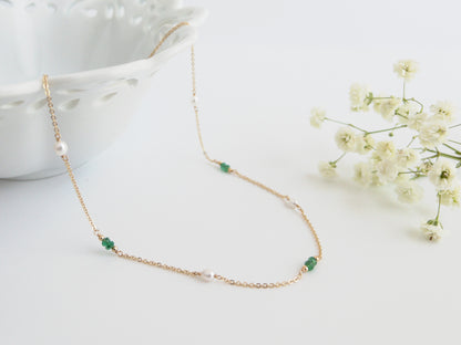 Emerald and Pearl Necklace