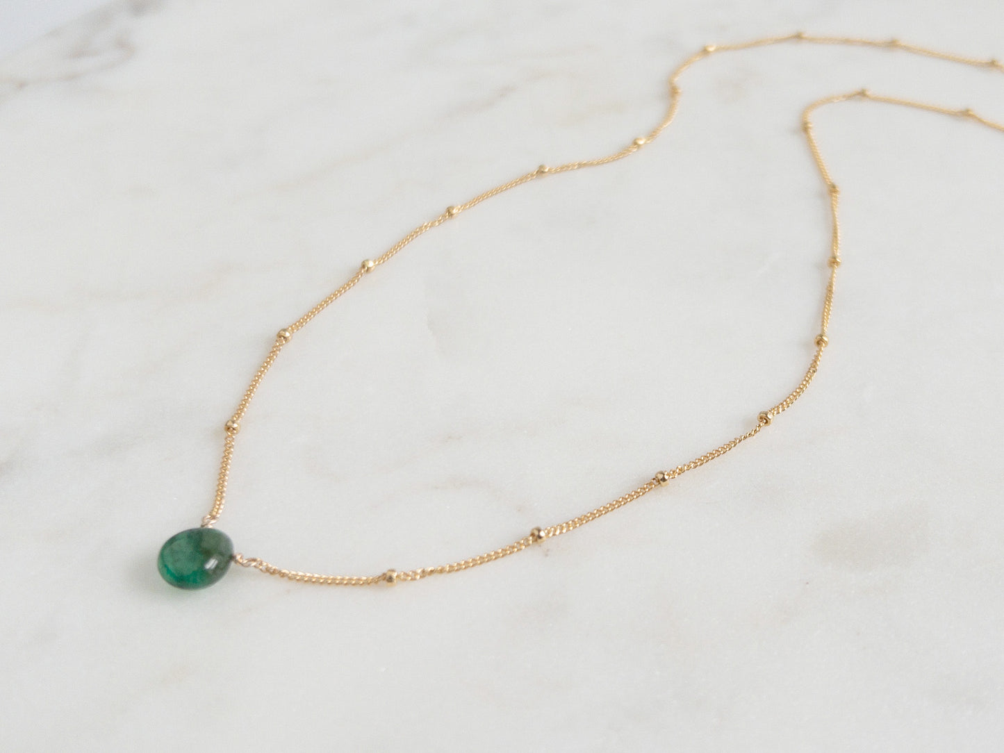 Emerald Orbit Necklace - May Birthstone
