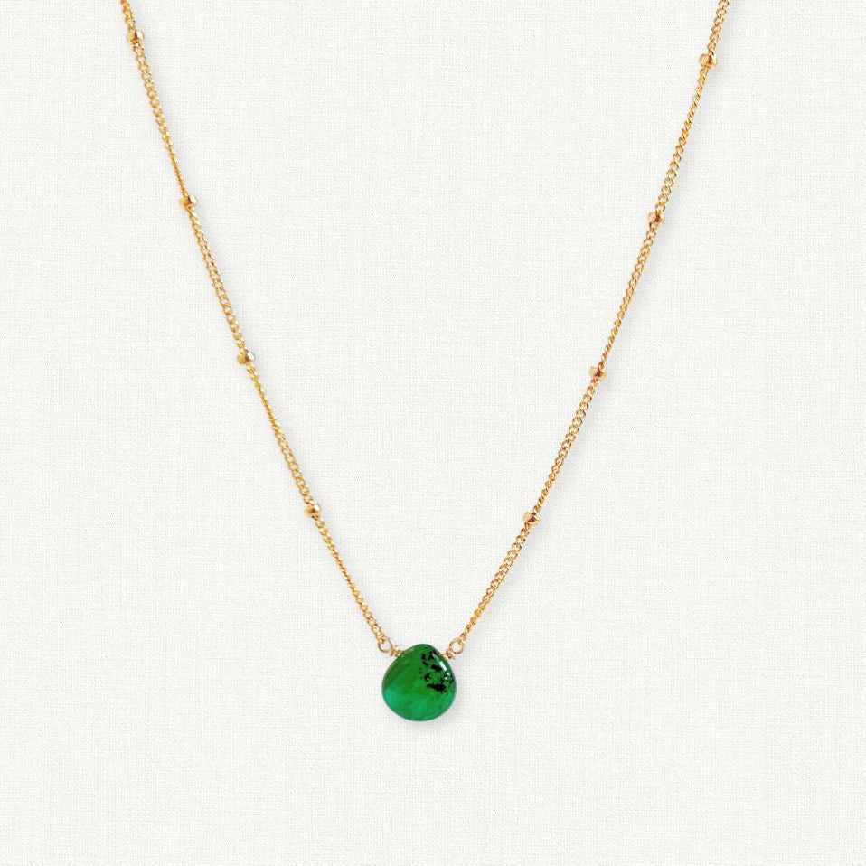 Emerald Orbit Necklace - May Birthstone