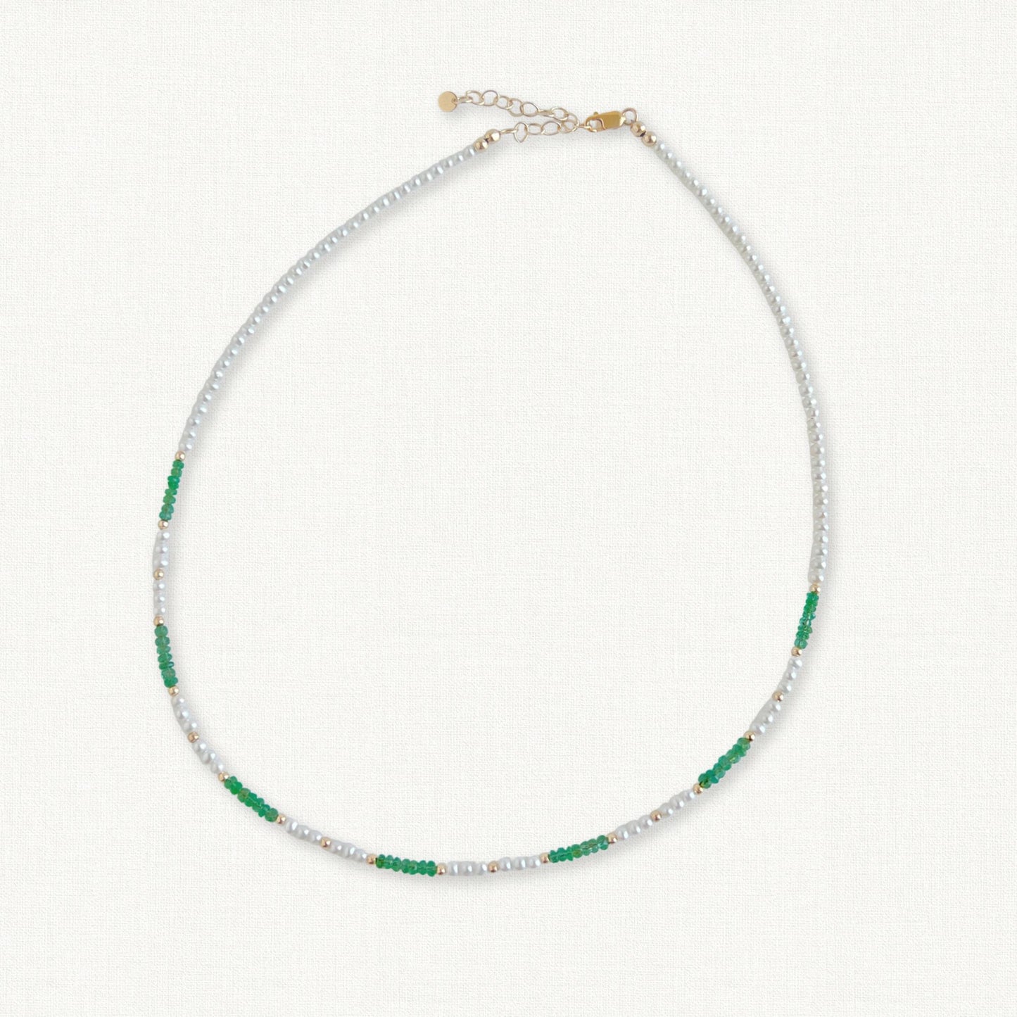 Freshwater Pearl and Emerald Choker Necklace