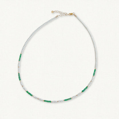 Freshwater Pearl and Emerald Choker Necklace